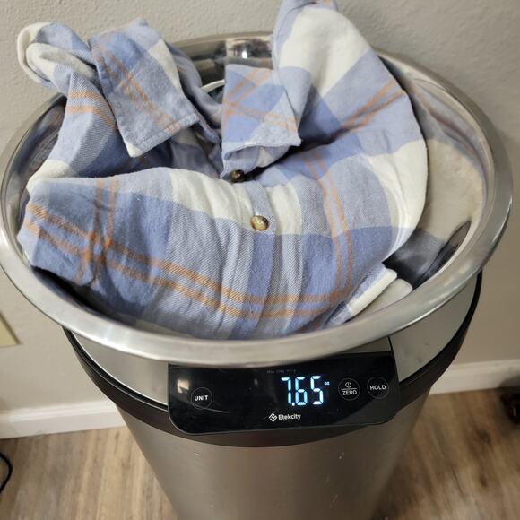 Jun & Ivy Blue White Plaid Button Down Shirt Frayed Hem Cotton Boho Casual Top - Picture 8 of 8